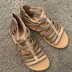 Kids Strappy Sandals in Gold and Tan